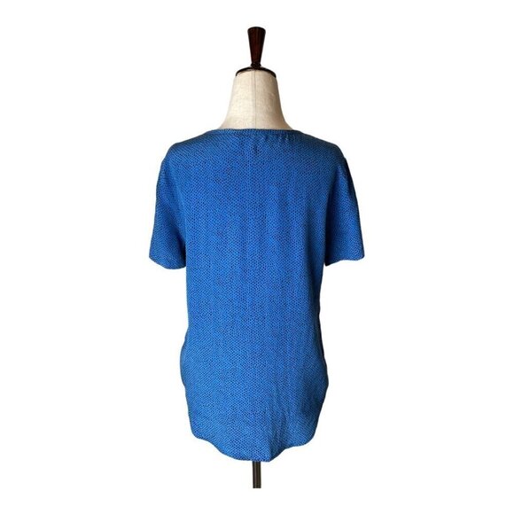 Equipment Blue And Black Dotted Silk Short Sleeve Crew Neck Blouse Size XS - Picture 2 of 8